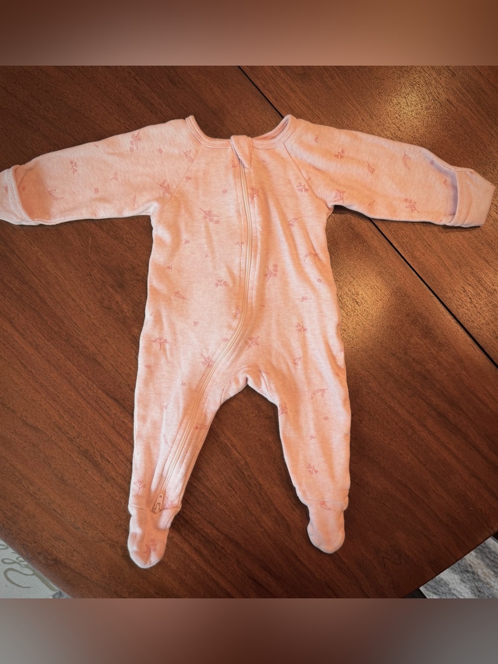 Pink Baby Footie - Purebaby Organic, size 000 (0-3 months)